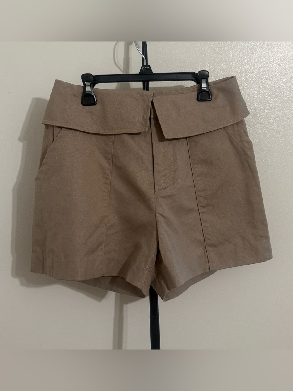 Frame High-Rise Fold-Over Waist Khaki Women’s Shorts